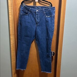 Old Navy Dark Blue Cropped Straight-Leg Jeans